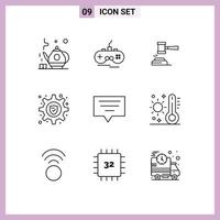 9 Universal Outline Signs Symbols of setting lock auction legal judge Editable Vector Design Elements