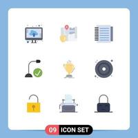 Set of 9 Commercial Flat Colors pack for award gadget note devices computers Editable Vector Design Elements