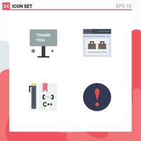 4 Thematic Vector Flat Icons and Editable Symbols of greeting bag thank you page code Editable Vector Design Elements