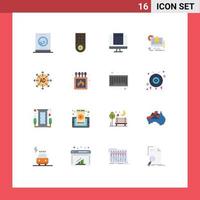 Modern Set of 16 Flat Colors Pictograph of office device tablet tv popup Editable Pack of Creative Vector Design Elements