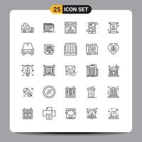 paquete de iconos vectoriales de stock de 25 signos y símbolos de línea para compartir texturas de documentos de cartas compartir elementos de diseño vectorial editables del sitio web vector