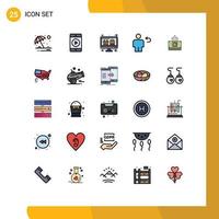 User Interface Pack of 25 Basic Filled line Flat Colors of bundle return display human back Editable Vector Design Elements
