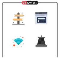 Mobile Interface Flat Icon Set of 4 Pictograms of activities technology game page wireless Editable Vector Design Elements