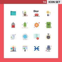Flat Color Pack of 16 Universal Symbols of folder growth document storage profit Editable Pack of Creative Vector Design Elements