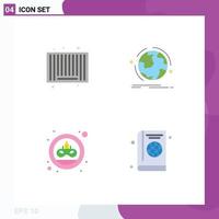 Group of 4 Modern Flat Icons Set for barcode carnival shopping discover doubloon Editable Vector Design Elements