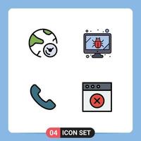 Modern Set of 4 Filledline Flat Colors Pictograph of analysis phone internet monitor call Editable Vector Design Elements