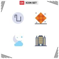 Modern Set of 4 Flat Icons and symbols such as sound cresent athletics play cloud Editable Vector Design Elements