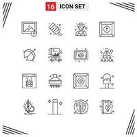 16 Universal Outlines Set for Web and Mobile Applications sport target man arrow upload Editable Vector Design Elements