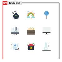Mobile Interface Flat Color Set of 9 Pictograms of search media irish engine pin Editable Vector Design Elements