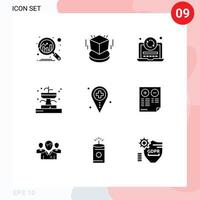 Set of 9 Modern UI Icons Symbols Signs for location health refresh park fountain Editable Vector Design Elements