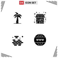 Set of 4 Commercial Solid Glyphs pack for culture store indian tree logic Editable Vector Design Elements