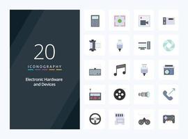 20 Devices Flat Color icon for presentation vector
