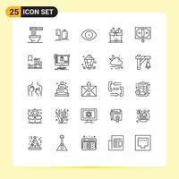 25 Universal Lines Set for Web and Mobile Applications commerce mom food box ribbon vision Editable Vector Design Elements