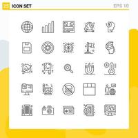 25 Universal Lines Set for Web and Mobile Applications costs account design environment earth day Editable Vector Design Elements