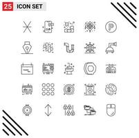 Pack of 25 Modern Lines Signs and Symbols for Web Print Media such as celebration lantern text chinese jigsaw puzzle Editable Vector Design Elements