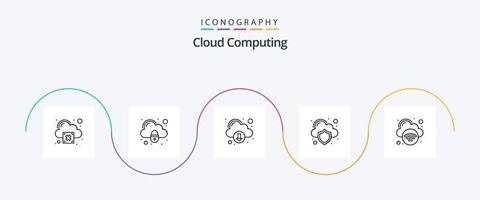 paquete de iconos de la línea 5 de computación en la nube que incluye Internet. descargar. proteccion. nube vector