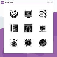 Pictogram Set of 9 Simple Solid Glyphs of chat development down develop business Editable Vector Design Elements