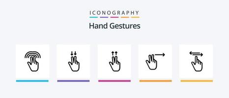 paquete de iconos de la línea 5 de gestos con las manos que incluye gestos. mano. dedos. gestos dedo. diseño de iconos creativos vector