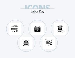 Labor Day Glyph Icon Pack 5 Icon Design. calendar . size. flag . level . measurement vector