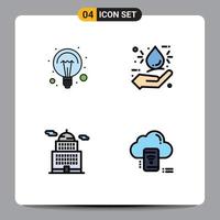 Set of 4 Modern UI Icons Symbols Signs for education administration light drop government Editable Vector Design Elements