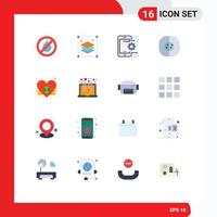 Set of 16 Modern UI Icons Symbols Signs for no fire optimize copy layers misc configuration Editable Pack of Creative Vector Design Elements