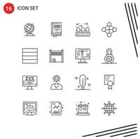 Set of 16 Modern UI Icons Symbols Signs for game grid story topology hierarchy Editable Vector Design Elements