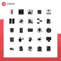 User Interface Pack of 25 Basic Solid Glyphs of project team lamp nature robbit Editable Vector Design Elements