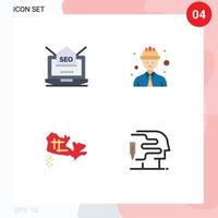 4 Universal Flat Icon Signs Symbols of seo map mail safety worker human Editable Vector Design Elements