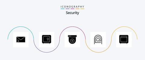 paquete de iconos de glifo de seguridad 5 que incluye lector. contraseña. dinero. huella dactilar. seguridad vector