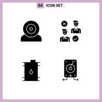 Group of 4 Solid Glyphs Signs and Symbols for computers cancel hardware user business Editable Vector Design Elements