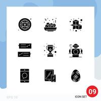 9 Thematic Vector Solid Glyphs and Editable Symbols of trophy support fun speech bubble dialogue Editable Vector Design Elements