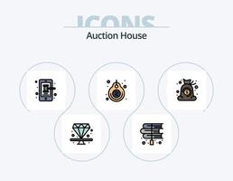 Auction Line Filled Icon Pack 5 Icon Design. advertising. safe. communication. money. law vector