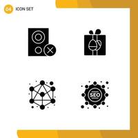 Pack of 4 creative Solid Glyphs of computers connection hardware box network Editable Vector Design Elements