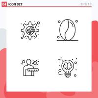 4 Creative Icons Modern Signs and Symbols of marketing health check settings grains brain Editable Vector Design Elements