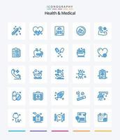 salud creativa y paquete médico de 25 íconos azules, como atención médica. médico. sclaes. mano. sangre vector