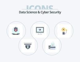 Data Science And Cyber Security Flat Icon Pack 5 Icon Design. monitor. protection. secure. protected. internet vector