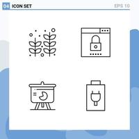 Modern Set of 4 Filledline Flat Colors and symbols such as beach chart tree optimization sales Editable Vector Design Elements