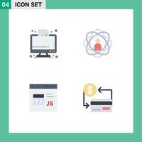 4 Flat Icon concept for Websites Mobile and Apps business skills graph development coding Editable Vector Design Elements