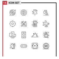 16 Creative Icons Modern Signs and Symbols of target military navigation circle girl Editable Vector Design Elements