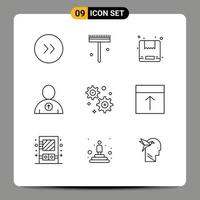 User Interface Pack of 9 Basic Outlines of interface arrange delivery business user Editable Vector Design Elements