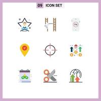 9 User Interface Flat Color Pack of modern Signs and Symbols of symbolism oil editing pointer location Editable Vector Design Elements