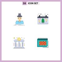 4 Universal Flat Icon Signs Symbols of detective xmas spy date banking Editable Vector Design Elements