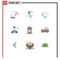 Pictogram Set of 9 Simple Flat Colors of podium officer round avatar Editable Vector Design Elements