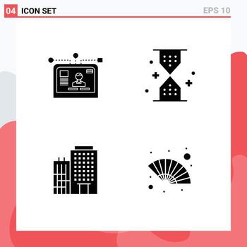 conjunto de 4 paquetes de glifos sólidos comerciales para diseño de interfaz de espera construcción de arena elementos de diseño vectorial editables vector