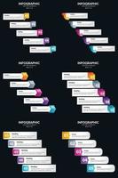 plantilla de diapositiva de presentación del paquete de infografías vectoriales 6 diagramas de ciclo de 5 pasos y líneas de tiempo vector