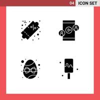User Interface Pack of 4 Basic Solid Glyphs of discount easter percent technology egg Editable Vector Design Elements