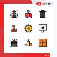 Modern Set of 9 Filledline Flat Colors Pictograph of ecommerce avatar interface teacher user Editable Vector Design Elements