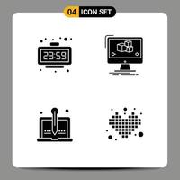 Solid Glyph Pack of Universal Symbols of clock software time computer organic Editable Vector Design Elements