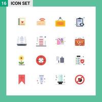 User Interface Pack of 16 Basic Flat Colors of notebook board wedding service open Editable Pack of Creative Vector Design Elements