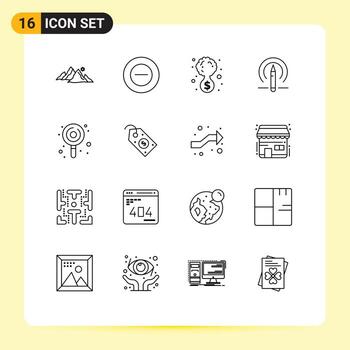 Mobile Interface Outline Set of 16 Pictograms of kids tools business education learining Editable Vector Design Elements